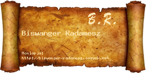 Biswanger Radamesz névjegykártya